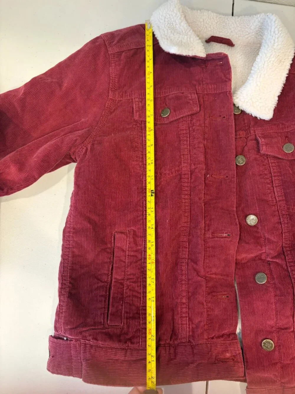 Carhartt Rare Burgundy Corduroy Sherpa Lined Jacket Small 4/6 Trucker Utility - Picture 14 of 15